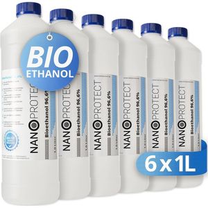 Bioethanol 96,6% - 6 x 1 liter vloeibare ethanol voor open haard en tafelvuur