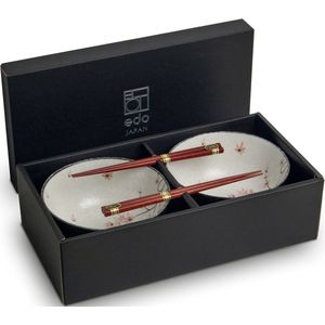 Noodle Kommen Set - Edo Japan - Acerblad Serviesset - 4 delig - Geschikt voor 2 personen - Geleverd in een geschenkdoos! Cadeau Tip 2024!