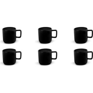 Set van 6 zwarte keramieken koffiekopjes - Scandinavisch design - inhoud 80 ml koffiekopjes set van 6