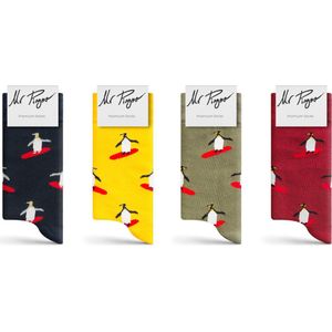 Mr Pingoo Sokken voor Heren en Dames - 4 paar - Unisex Grappige Sokken - Vrolijke Pinguïn Sokken - 41-46