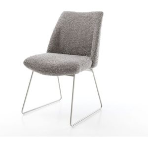 Gestoffeerde-stoel Elso-Flex slipframe roestvrij staal bouclé zilver grijs pocketveer kern