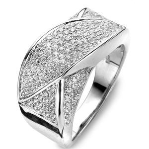 Velini jewels -R6802W-56 -Ring -925 Zilver gerodineerd -Cubic Zirkonia