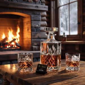 GDLF® Handgemaakte Kristallen Whiskey Karaf Set Royal in een Luxe Geschenkdoos - Limited Edition of 1500 - Handgemaakt in Italie - Hoge Kwaliteit Kristal - Whiskey Set - Whiskey Karaf, 2 Royal Glazen inclusief Certificaat - Kado Man - Cadeau voor Man