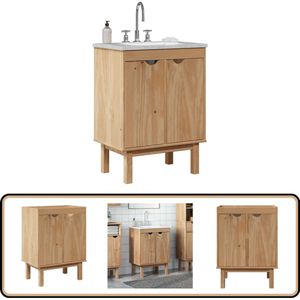 vidaXL Wastafelkast OTTA - Massief Grenenhout - 59x40x80 cm Badkamer Wastafelkast - Badkamer Wastafelkasten - Wastafelkast - Badkamer Wastafel Kast