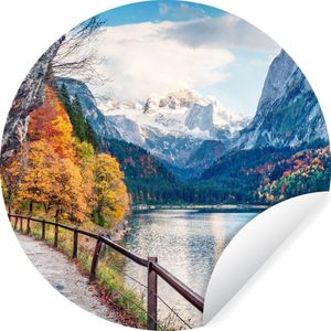 WallCircle - Behangcirkel zelfklevend - Pad - Berg - Natuur - Bomen - Behangcirkel - Rond behang - ⌀ 120 cm - Muurdecoratie binnen - Zelfklevend behang - Behangsticker