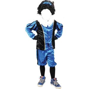 Comedia - Kostuum - Piet - Velours - Blauw/zwart - mt.164