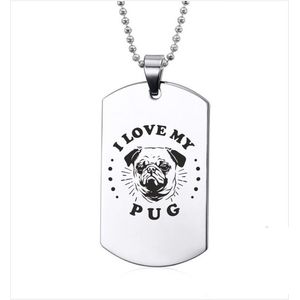 Ketting RVS - I Love My Pug