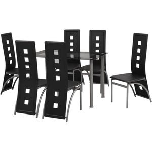 The Living Store Dinerset - Tafel 120x70x75 cm - Stoelen 42x52x107 cm - Zwart