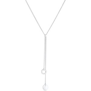 Elli Dames Halsketting Dames Y-ketting cirkel plaat Geo Trend Boho in 925 Sterling Zilver