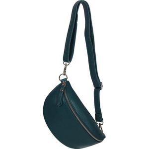 AmbraModa GLX10 - Dames heren unisex kleine heuptas buiktas crossbodytas, ideaal voor vakantie, reizen, uitgaan gemaakt van echt leer. Petrol