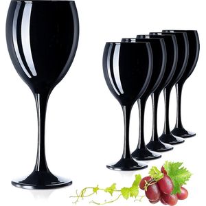 Zwarte wijnglazen van glas waterglas set 6-delig max. 320ml drankglas witte wijnglazen drinkglas