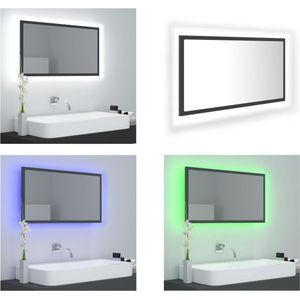 vidaXL Badkamerspiegel LED 80x8-5x37 cm acryl grijs - Spiegel - Spiegels - Badkamerspiegel - Badkamerspiegels