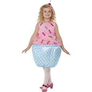 Smiffy's - Eten & Drinken Kostuum - Schattig Cupcake Jurkje Meisje - Blauw, Roze - Large - Carnavalskleding - Verkleedkleding