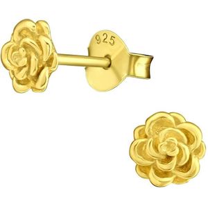 Oorbellen dames | Oorstekers | Gold plated oorstekers, roos | WeLoveSilver