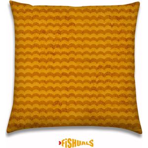 Buitenkussen - Sierkussen - Tuinkussen - Outdoor - kussen met zomerse golven van Fishuals kleur oranje 40x40cm