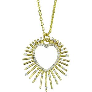 Ketting met hart zonnestraal & strass - Goudkleurig