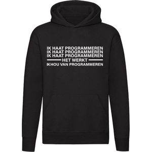 Ik haat en hou van programmeren | computer | pc | programmeur | ontwikkeling | techniek | techno | Unisex | Trui | Hoodie | Sweater | Capuchon | Zwart