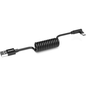 Port Connect Spring Cable USB-A to USB-C 90 - 10 Pack + 1 Year Waranty - Black