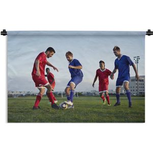 Wandkleed Voetbal - Voetbalwedstrijd Wandkleed katoen 90x60 cm - Wandtapijt met foto