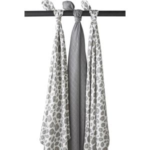 Meyco Baby Panter swaddle - 3-pack - hydrofiel - neutral/grey - 120x120cm