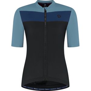 Rogelli Core Block Fietsshirt Dames - Korte Mouwen - Wielrenshirt - Zwart/Blauw - Maat XXL