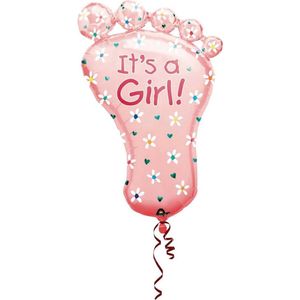 Anagram - Folieballon - Supershape - Voetje - It's a girl - Zonder vulling - 58x82cm