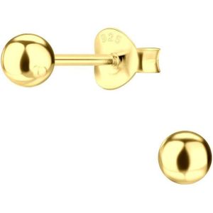 Joy|S - Zilveren bal oorknoppen - 4 mm bol - 14k goudplating