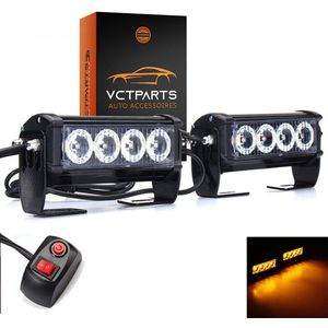 VCTparts® Grill Flitsers Oranje/Geel LED Stroboscoop Zwaailichten – Krachtige Bumperflitsers voor Optimale Zichtbaarheid