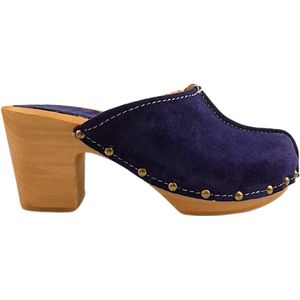 DINA Heels Navy blue dames clogs suede