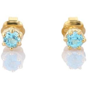 Oorknopjes Geboortesteen Maart Aquamarijn Goud | cadeau dames