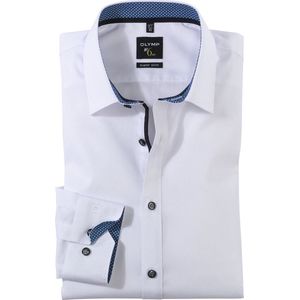 OLYMP No. Six super slim fit overhemd - wit (blauw contrast) - Strijkvriendelijk - Boordmaat: 38