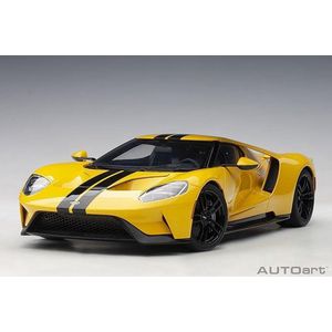 Ford GT - 2017, Yellow with Black Stripes - AutoArt 1/18