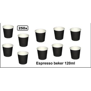 250x Koffie beker karton zwart 120ml - Espresso Koffie thee chocomel soep drank water beker karton