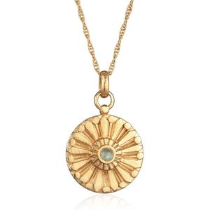 Elli PREMIUM Dames Halsketting Elli PREMIUM halsketting dames hanger munt zon met labradoriet in 925 sterling zilver verguld