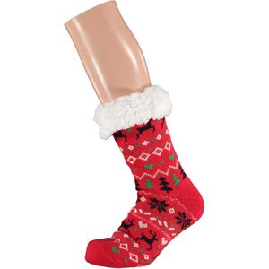 Apollo - Huissokken kerst dames - Multi Rood - One Size - Sokken kerstmis - Kerstkousen dames - Kerstcadeau dames