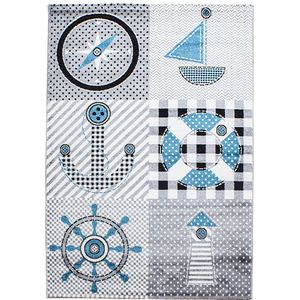 Pochon - Tapijt Kids - Grijs - 150x80x1,1 - Vloerkleed - Piraten - Hoogpolige Vloerkleed - Vloerkleed voor Kinderkamer - Speelkleed - Rechthoekige Tapijt - Rechthoekige Vloerkleed