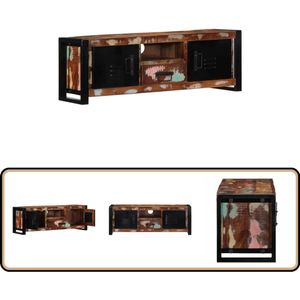 vidaXL Tv-meubel massief gerecycled hout - zwart/bruin Tv-meubel - Houten Tv-kast - Industrieel Tv-meubel - Vintage Tv-meubel - Recyclen Meubilair