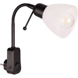 Stopcontact Lamp met Schakelaar - Torna Likapa - Rond - Mat Zwart - Metaal - E14 - Stekkerlamp - Stekkerspot