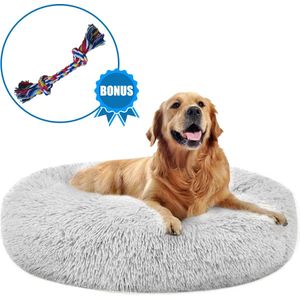 Pawzle Hondenmand - Donut Hondenkussen - Kattenmand - Bed voor Honden & Katten - Wasbaar - 100cm - Grijs