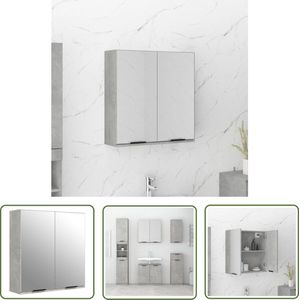 The Living Store Badkamerkast met spiegel 64x20x67 cm betongrijs - Badkamerkast - Badkamermeubel - Spiegelkast - Opslagoplossing - Betongrijs