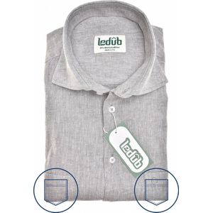 Ledub modern fit overhemd - korte mouw - structuur - middengroen - Strijkvriendelijk - Boordmaat: 45