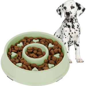Relaxdays anti-schrokbak hond - voerbak tegen schrokken - 500 ml - hondenbak kunststof - groen