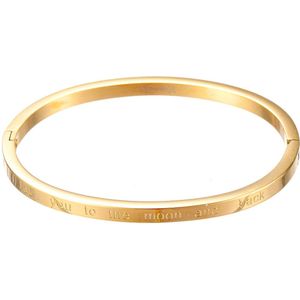 Nouka Dames Armband – Stainless Steel – Goud Gekleurde Bangle – I Love You To The Moon And Back – Cadeau voor Vrouwen – Cadeau Voor Moeder - Valentijnsdag - Valentijn