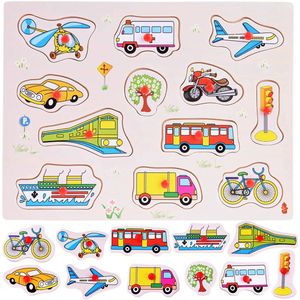 Voertuigen - Houten puzzels voor kinderen 1 jaar / 2 jaar / 3 jaar - Educatief speelgoed - Cadeau jongen / meisje - Baby / Dreumes / Peuter - Traktatie - Uitdeelcadeaus