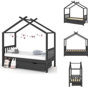 vidaXL Boomhut Kinderbedframe met lade - 166x87x190 cm - Donkergrijs - Bed