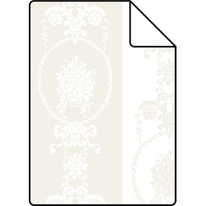 Proefstaal ESTAhome behang barokprint wit en zilver - 136846 - 26,5 x 21 cm