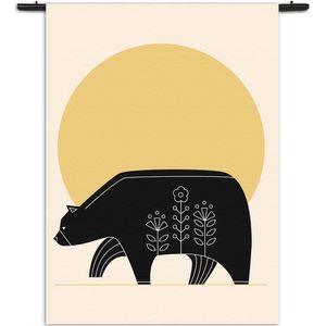 Mezo Wandkleed Abstact beer met zonsondergang Rechthoek Verticaal XXL (250 X 180 CM) - Wandkleden - Met roedes