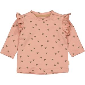 Quapi newborn baby meisjes shirt Cecile aop Brown Soft Hearts