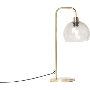 QAZQA maly - Moderne Tafellamp met kap - 1 lichts - H 550 mm - Goud/messing - Woonkamer | Slaapkamer | Keuken
