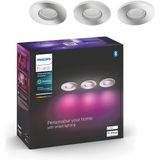 Philips Hue Xamento inbouwspot - White and Colour Ambiance - GU10 - Zilver - IP44 - 3 spot - Bluetooth